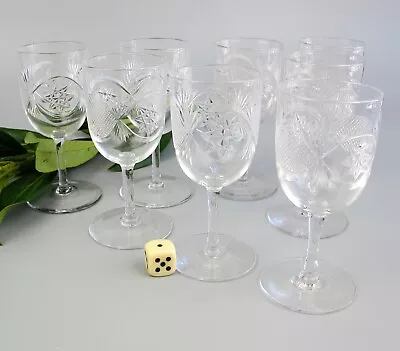 Buy Tumblers, Wine, Sherry, Port Glasses Sets. 1970's Vintage Clear Cut/etched Glass • 20.99£