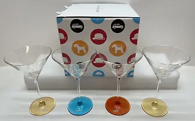 Buy Royal Doulton Martini Glasses Pop In For Drinks Colored Base Etched 4-Piece Set • 47.43£