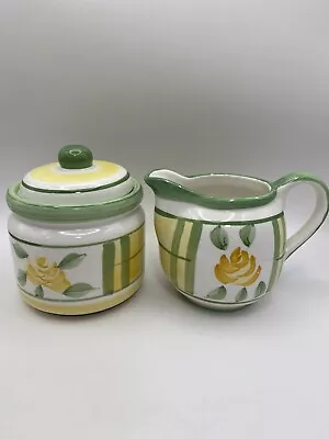 Buy Vtg Cottage Core Royal Norfolk Yellow Rose Ceramic Creamer & Covered Sugar Bowl • 9.60£