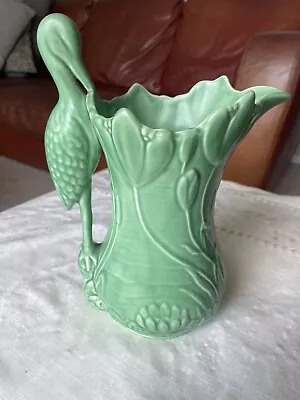 Buy Vintage Sylvac Large Stork Heron Vase Jug Green 1960 Perfect 10  High • 14.99£
