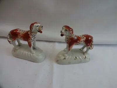 Buy RARE PAIR ANTIQUE VICTORIAN STAFFORDSHIRE POTTERY STANDING DOGS 8 X8 X 3.5 Cm • 130£