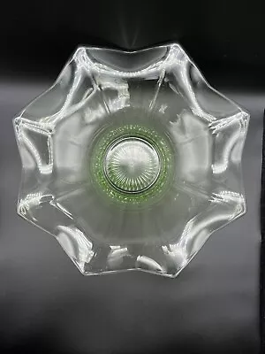 Buy Large Art Deco Green Vintage Depression Glass Footed Fruit Bowl • 13.45£