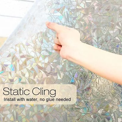 Buy 45x200cm Window Glass Film 3D Stained Static Frosted Rainbow Cling Sticker Decor • 0.01£
