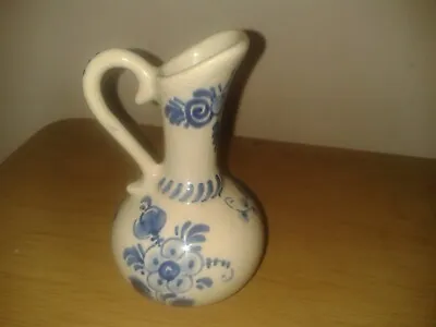 Buy Vintage Delft Blue Small Floral Posy Jug Vase. 9.5cm (D26) • 4.99£
