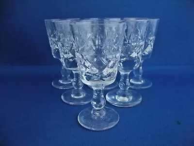 Buy 6 X Royal Brierley Crystal Bruce Cut Pattern Liqueur Cordial Glasses - Signed • 17.95£