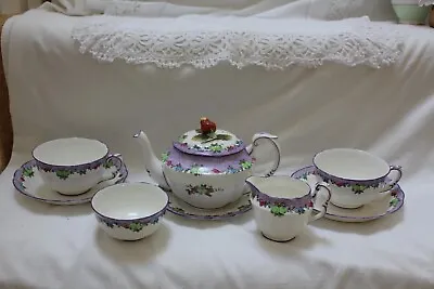 Buy 44 Gorgeous Vintage Crown Staffordshire Tea Set For 2 Inc Tea Pot Lilac C1930's • 38£