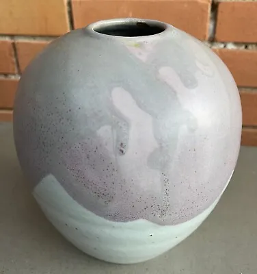 Buy Rounded Vintage Studio Pottery Stoneware Ceramic Vase Modern Signed Purple Gray • 71.93£