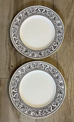 Buy 2 Wedgewood Florentine Dinner Plate Black Dragon Gold Rim W4312 Set Of 2 -10.75” • 67.25£