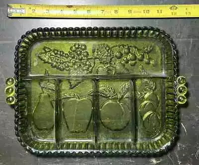 Buy Vintage Indiana Glass Dark Green Divided Fruit Relish Serving Tray 13  X 9  • 14.25£
