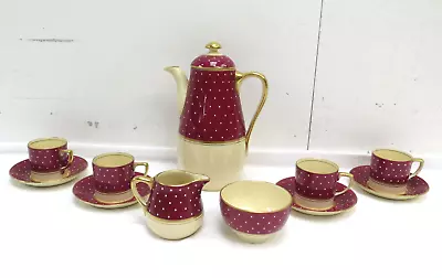 Buy Art Deco Gray’s Pottery Sunbuff Coffee Set X 11 Rare Pattern Polka Dot • 27.99£