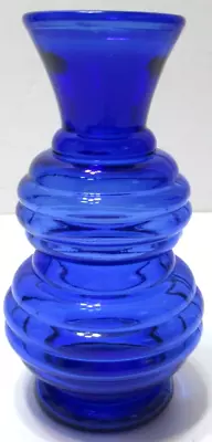 Buy Vintage Cobalt Blue Glass Bud Vase Beehive Horizontal Ribbed USA 6 1/4  Tall • 26.84£