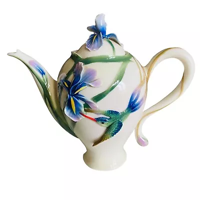 Buy FRANZ Hummingbird Iris Flower Coffee Pot Or Teapot + Lid FZ00132 Porcelain • 79.99£