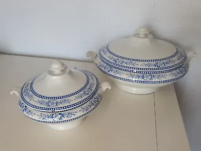 Buy W. Hulme Reliable Burslem England Serving Dish With Lid Blue & White • 12.99£