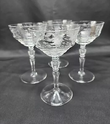 Buy Acadia By Rock Sharpe Crystal Champagne Sherbet Glasses Set Of 4 1930s-40s • 33.07£