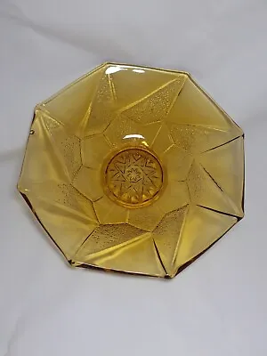 Buy *SOWERBY* Art Deco Vintage Amber Glass Bowl Geometric Star Middle • 6.99£