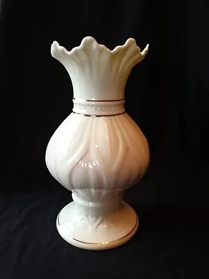 Buy Irish Belleek Porcelain China 7th Stamp Lotus Blossom Vase Pink 16cm • 4.99£