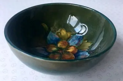 Buy William Moorcroft Columbine Small Bowl W/ Green And Blue Ground • 90£