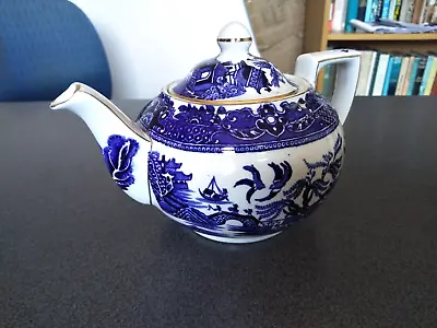 Buy BURLEIGH WARE ANTIQUE WILLOW PATTERN TEAPOT MADE IN ENGLAND TEAPOT Ex • 56.91£
