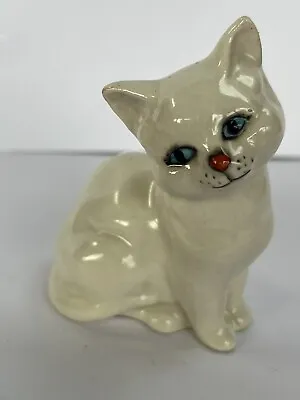 Buy Vintage Beswick Cat White With Blue Eyes Gloss • 9.99£