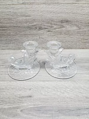 Buy Vtg Fostoria Glass Navarre Etched Candle Holders Pair • 31.93£