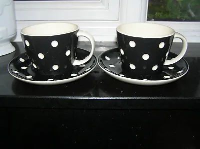 Buy Original T G Green Cornishware Black Domino Tea Cups & Saucers New Made England • 32£