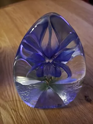 Buy Mats Jonasson Swedish Art Glass Paperweight Orchid 3880 Eo1 • 33.99£
