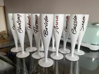 Buy Personalised White Champagne Flutes |Hen Party | Champagne Glass | Gift For Her • 1.99£