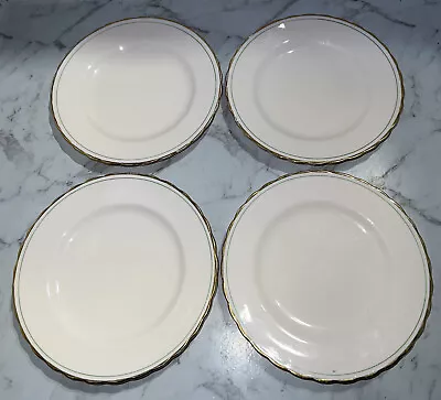 Buy 4 X Vintage Tuscan Fine Bone China Pastel Pink 7  Tea Plates Fine Green Strip • 12£