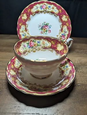 Buy Paragon Pompadour Red Tea Set Teacup  Saucer Small Plate Mint Collectible China • 19£