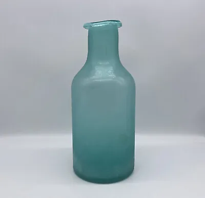 Buy Vintage Large Hand Blown Blue Glass Bottle Vase 10 Inches Tall • 23.65£