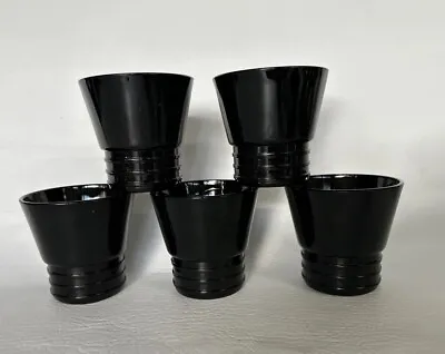 Buy Vintage Black Amethyst Glass Cup / Wine Glass Set Of 5 • 23.71£