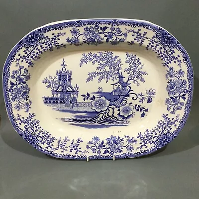Buy Vintage Blue & White China Willow Pattern Meat Dish / Platter • 39.95£