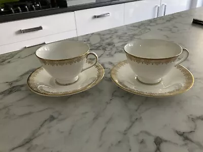 Buy 2 Superb Condition Royal Doulton Gold Lace Tea/Coffee Cups & Saucers H4989 • 22.50£