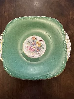 Buy Antique China 10” Dish Plate, Coalport England Floral, Gold Rim, Green Excellent • 34.99£