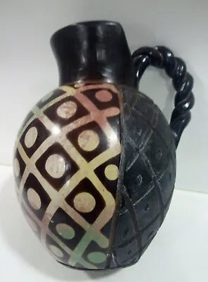 Buy 018 Peruvian Pottery Vintage Jug Chulucanas Geometric With Handle Jarron Con Asa • 26.50£