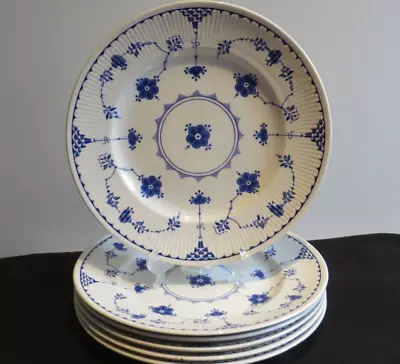 Buy Six Furnivals Blue Denmark Dinner Plates Little Used • 80£
