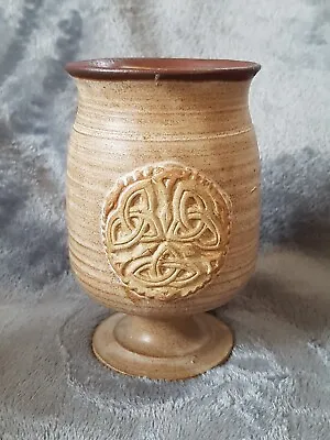 Buy Vintage Studio Pottery Stoneware Goblet Vase Celtic Knot Symbol Handmade H5  • 9£