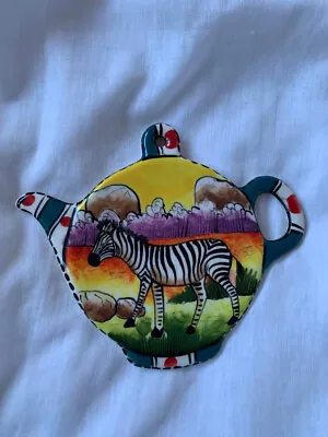 Buy South African Hand Made Pottery Spoon/Tea Bag  Teapot Shaped Rest Zebra Motif • 19.99£
