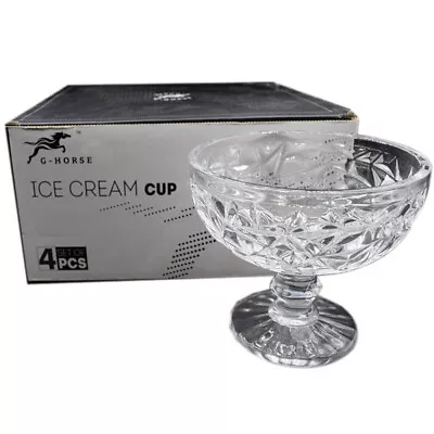 Buy 4 X Ice Cream Sundae Glass Footed Dessert Bowls Fruit Cocktail Crystal Glasses • 12.99£