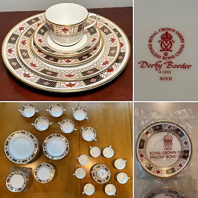 Buy Vintage 50+ Piece Set/Service For 8 ROYAL CROWN DERBY   Derby Border  Bone China • 796.41£