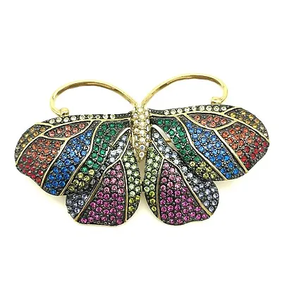 Buy Joan Rivers Brooch Moth Butterfly Multi Color Crystals • 86.78£
