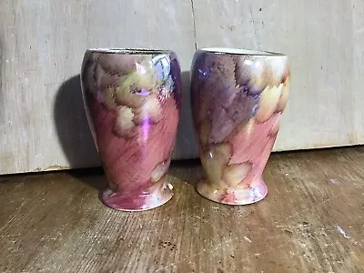 Buy Vintage Old Court Ware Vases, Pair, Lustreware, Hand-painted, Small. • 4.99£