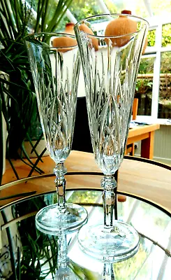 Buy Stuart PAIR CHAMPAGNE FLUTES Cut Crystal CHELSEA 8  Signed 1st's 125ml REDHOUSE • 29.99£