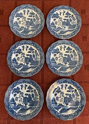 Buy 6 Willow Patterned Tea / Side Plates 17cm, Unmarked (Lot 1) • 6£