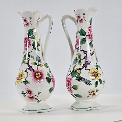 Buy A Pair Of Old Foley 6  Tall Jug Bud Vases James Kent Chinese Rose • 16.95£