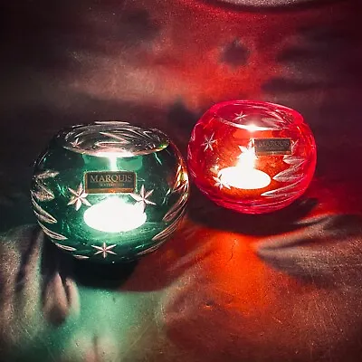 Buy Candle Holders Waterford Marquis Cut Glass T-Lite Red Green Seasonal • 29.47£