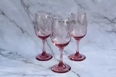 Buy Vintage Libbey Pink Premier Rose Stemmed Wine Water Glasses - Set Of 3 • 14.21£