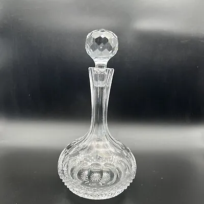 Buy Antique Vintage Cut Glass Crystal Decanter With Stopper 12” • 25£