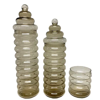 Buy VTG 1930’s Holmegaard Jacob E Bang Primula Ribbed Glass Apothecary Jars Set • 137.14£