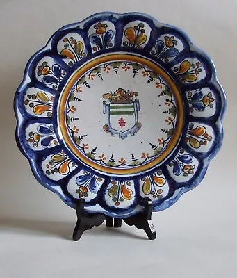 Buy Vintage Spanish Talavera Faience Armorial Charger Hand Painted 33cm 20thC • 19.99£